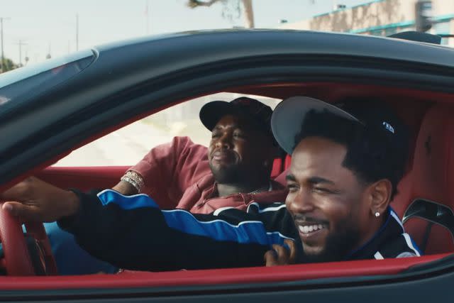 <p>Kendrick Lamar/YouTube</p> Kendrick Lamar and DJ Mustard in the "Not Like Us" music video