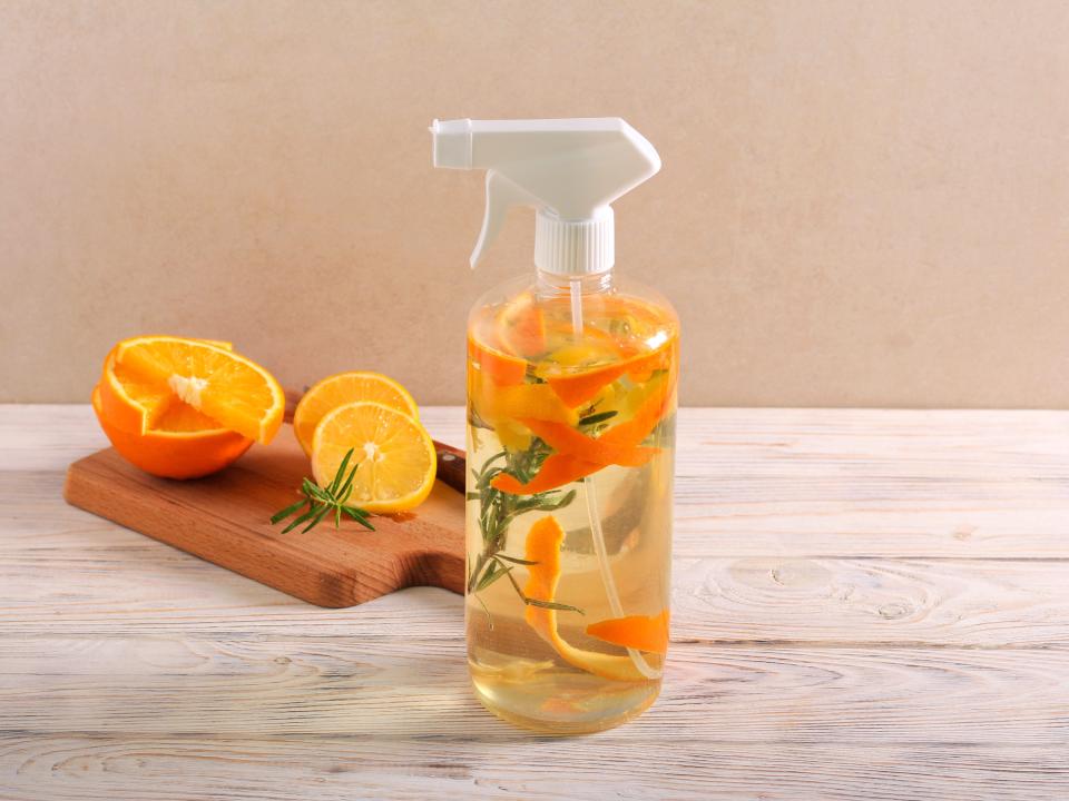 Leftover citrus peels are one ingredient option for homemade cleaning sprays.