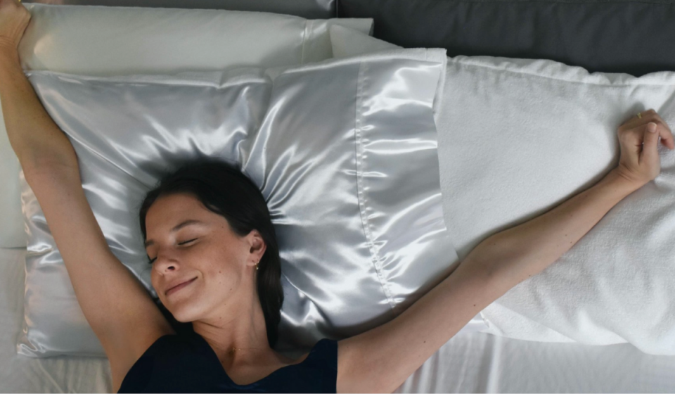 Woman sleeping on DryZzz pillowcase
