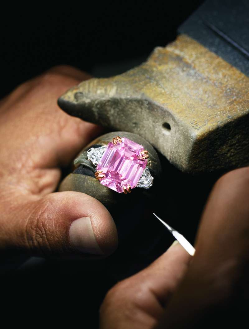 The Winston Pink Legacy粉鑽戒指 工藝圖（圖/Harry  Winston）