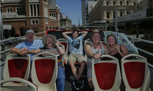 Paul, Louise and Richard Healey, left, of Newcastle, England, and Stan Pearson and Louise Leyden, of Glasgow, go touring. Picture: Nic Ellis