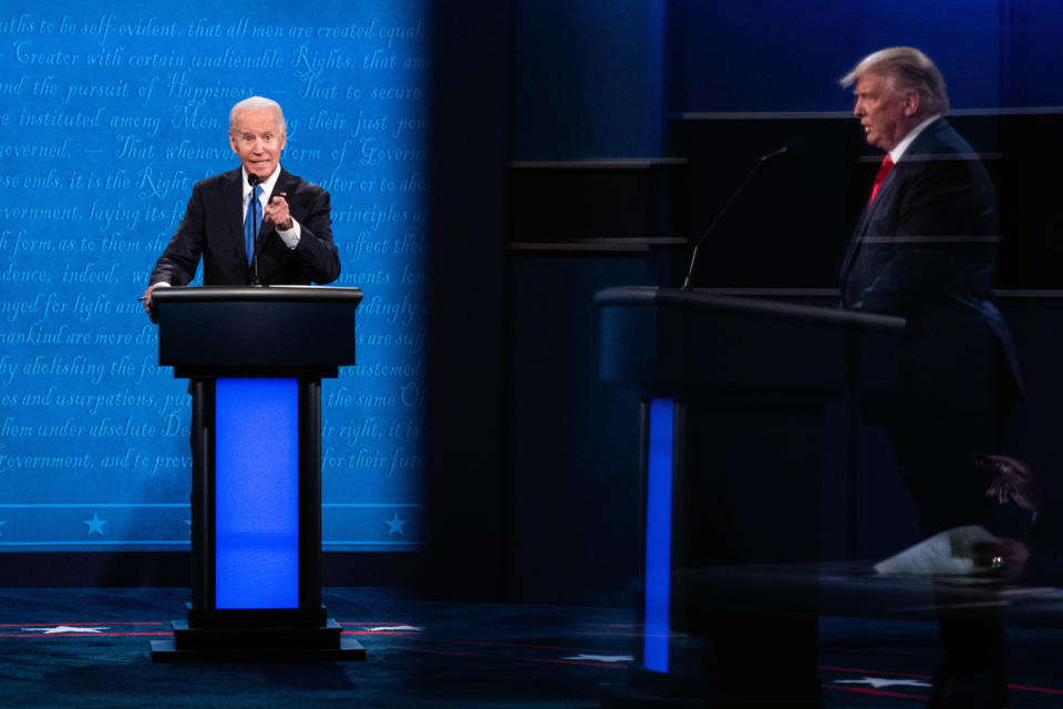 El candidato presidencial demócrata Joe Biden, a la izquierda, criticó al presidente Donald Trump durante el debate de la semana pasada al decir que el mandatario "provoca con dolo a nuestros amigos, a todos nuestros aliados". (Erin Schaff/The New York Times).