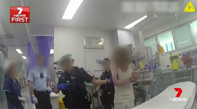 The camera caught the moment a patient turned on his carer. Source: 7 News