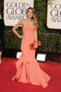 Jessica Alba arrives at the 70th Annual Golden Globe Awards at the Beverly Hilton in Beverly Hills, CA on January 13, 2013.