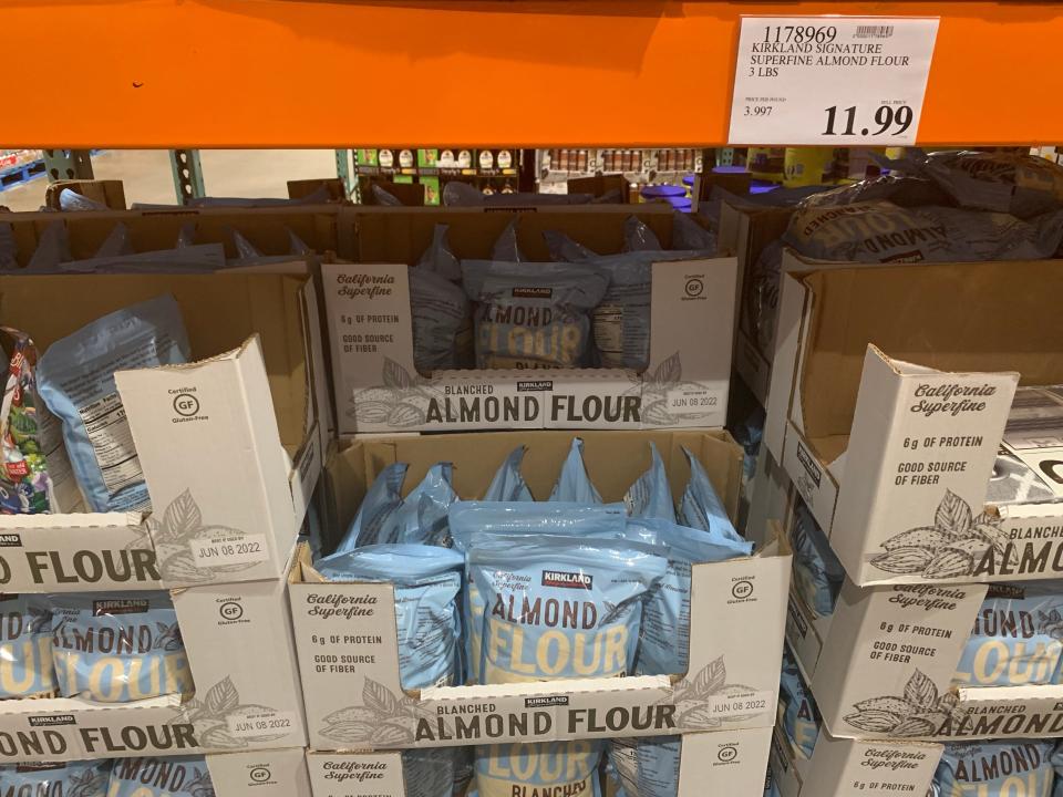 packages of almond flour in boxes at costco