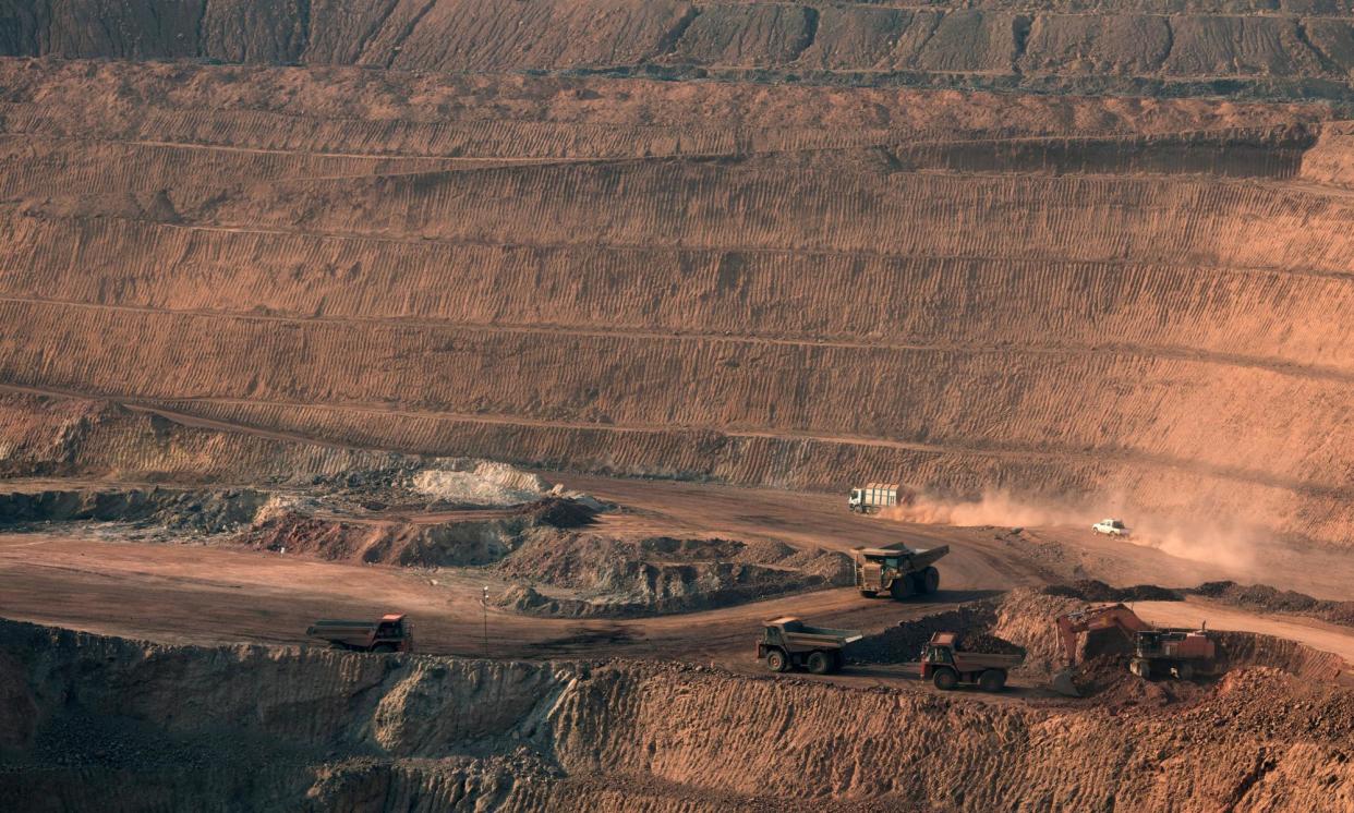 <span>A Glencore-owned open-pit copper mine in Kolwezi in the Democratic Republic of the Congo.</span><span>Photograph: Per-Anders Pettersson/Getty Images</span>