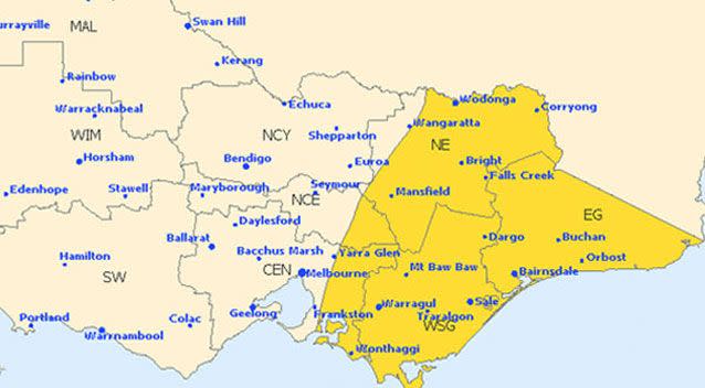 Victoria is subject to a severe weather warning for Friday evening. Source: BOM