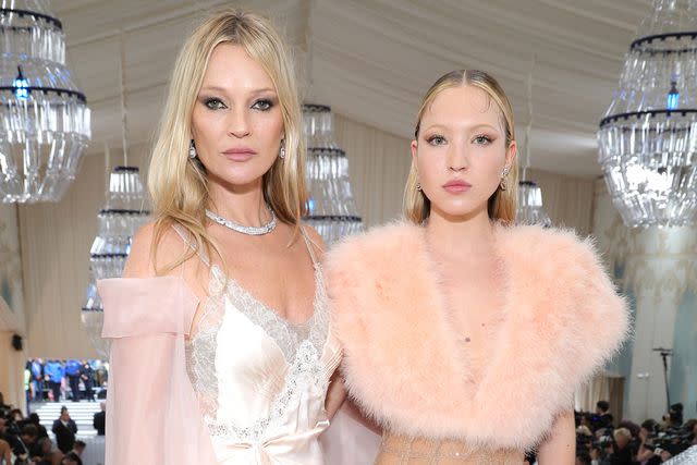 Kevin Mazur/MG23/Getty Kate Moss and her daughter Lila attend the 2023 Met Gala.