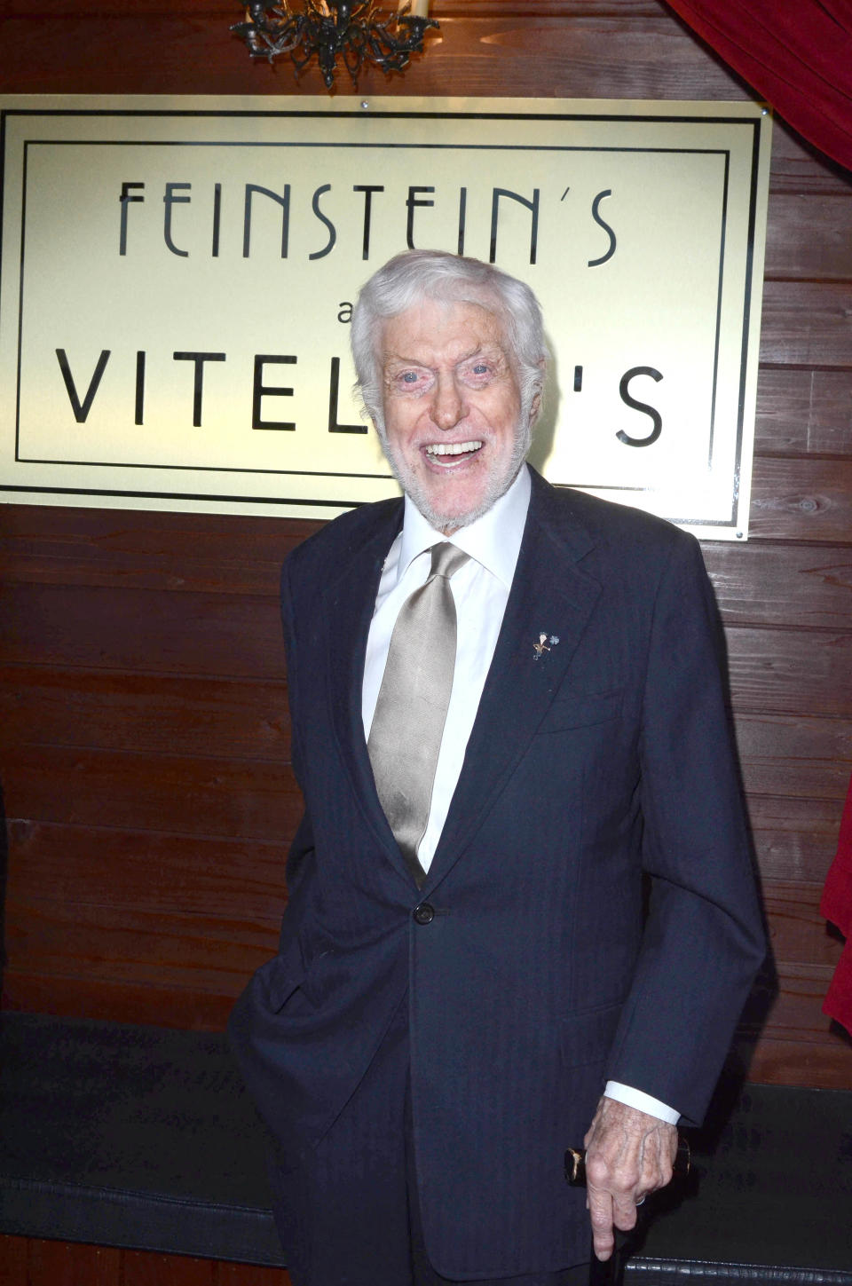 Dick Van Dyke wears suit and gold tie