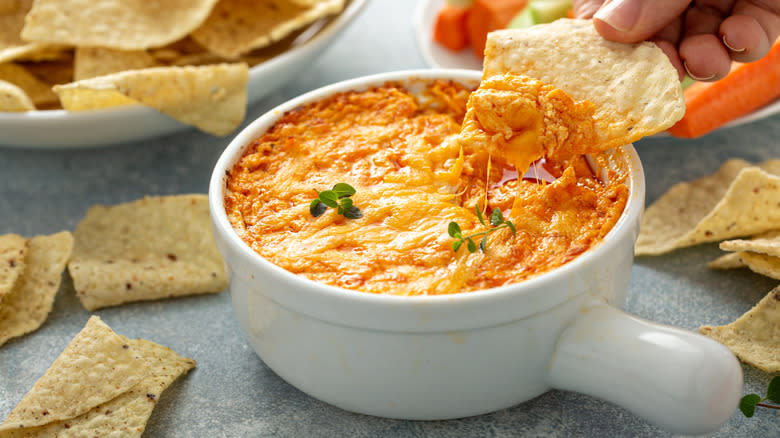 cheese chicken dip with chips