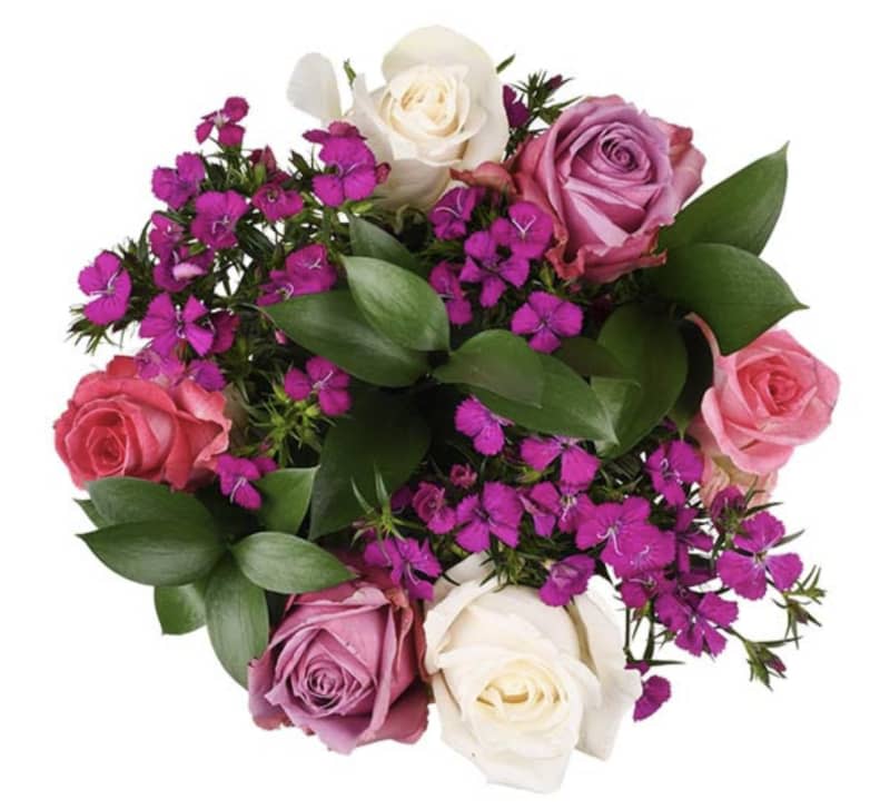 pink and purple flower bouquet