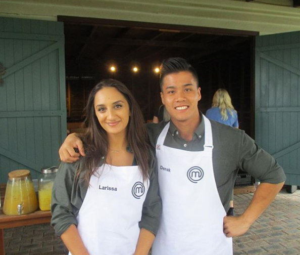 MasterChef Australia contestants Larissa Takchi and Derek Lau. 