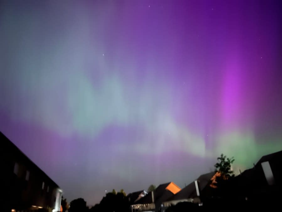 View of the northern lights in Sunbury (Photo courtesy/Hunter Evans).