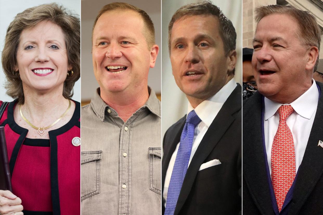 Missouri Republican senate primary candidates: US Rep. Vicky Hartzler ; state Attorney General ;Eric Schmitt; Eric Greitens Mark McCloskey