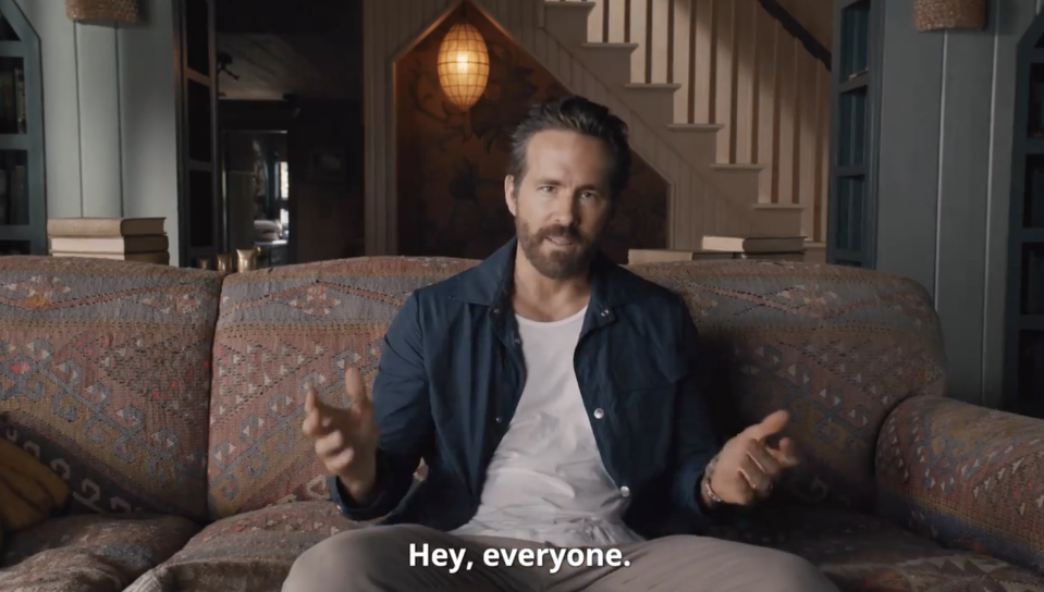 Ryan Reynolds saying, "Hey everyone"