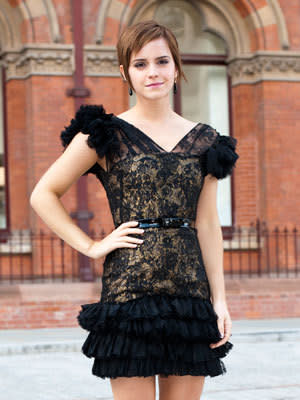 <p>Emma Watson goes overboard with the ruffles.</p>