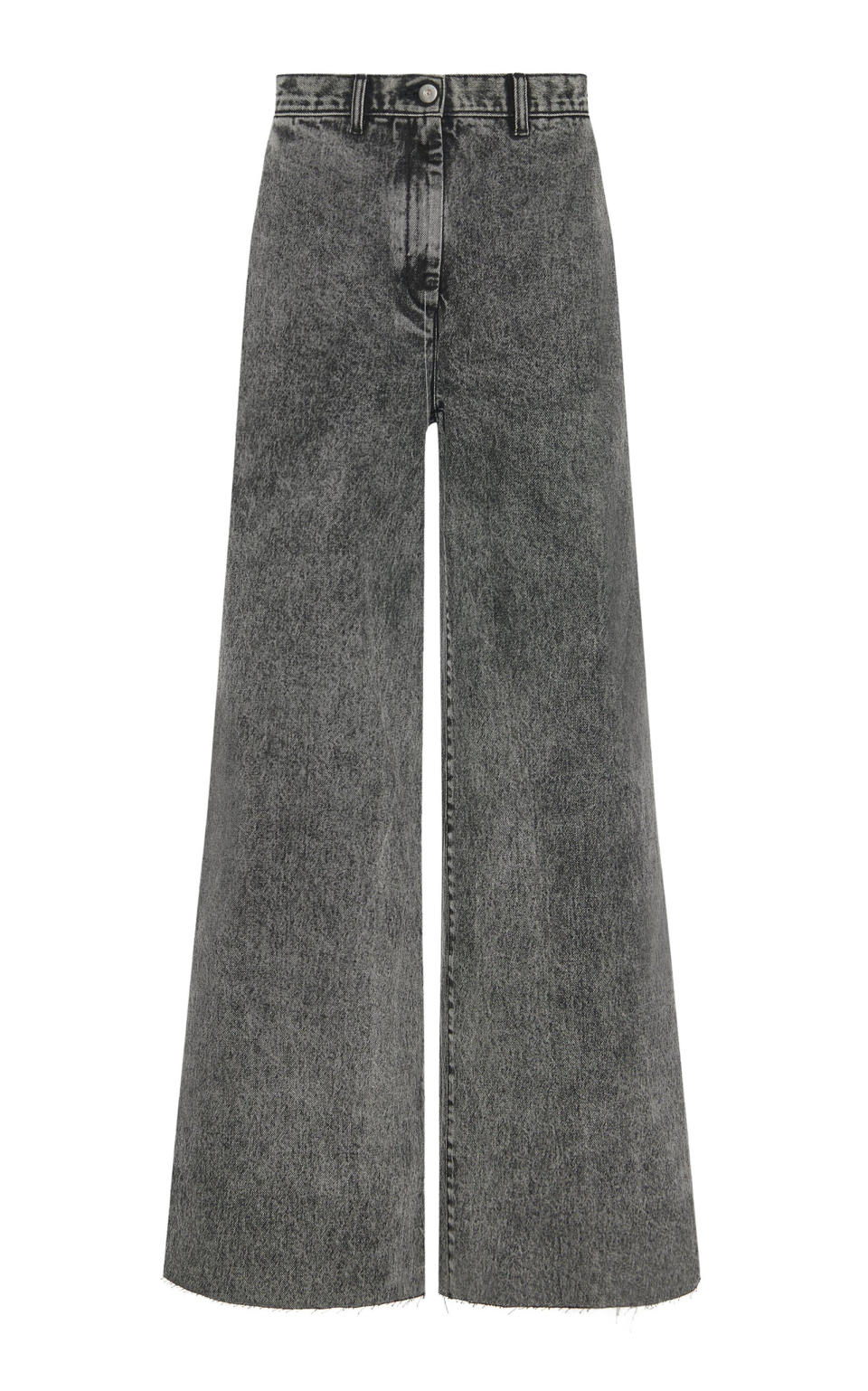 Acid-Washed Rigid High-Rise Wide Flared-Leg Jeans