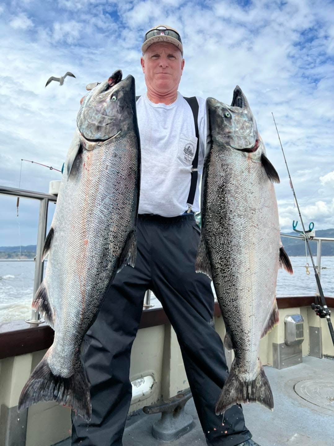 While lingcod and rockfish have provided the most consistent fishing outside of the Golden Gate lately, huge king salmon like these taken aboard the Lovely Martha in San Francisco have been caught as the ocean salmon season nears its end on Oct. 31.