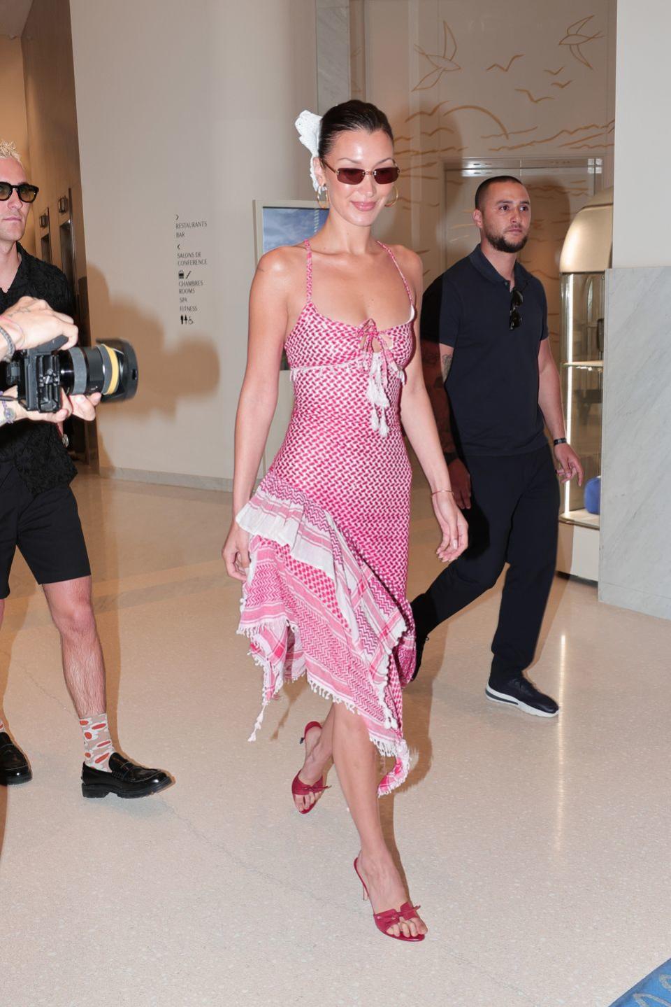 cannes, france may 23 bella hadid is seen at hotel martinez during the 77th cannes film festival on may 23, 2024 in cannes, france photo by jacopo raulegc images