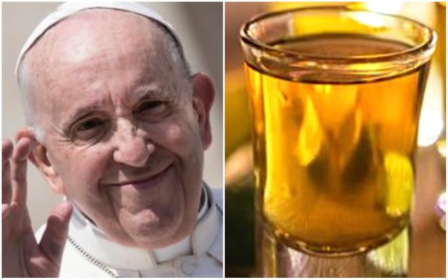 Pope Francis lightheartedly hoped that tequila could ease the pain of his 