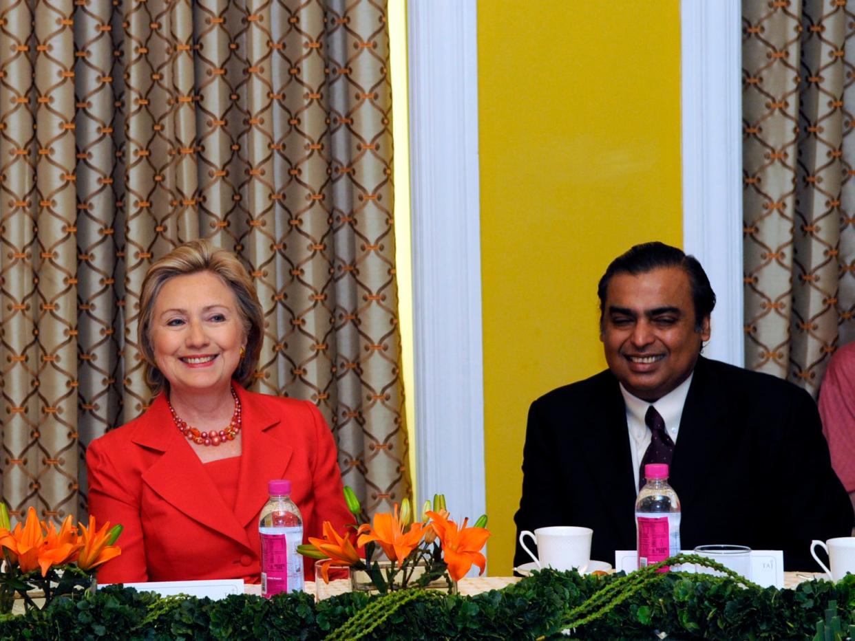 hillary clinton mukesh ambani