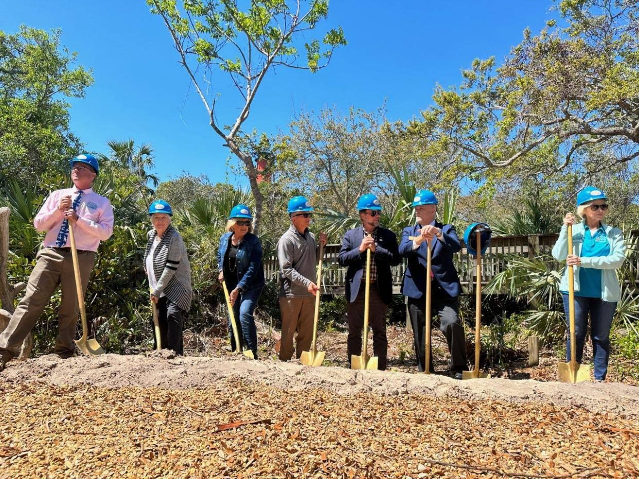 Marine Science Center staff, volunteers and Volusia County officials during the center's groundbreaking ceremony for its Raptor Education and Conservation Exhibit, Monday, March 20, 2023.