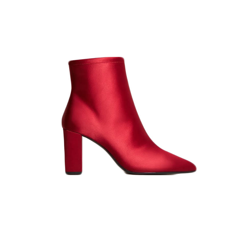 <a rel="nofollow noopener" href="http://rstyle.me/n/ctawf9chdw" target="_blank" data-ylk="slk:Satined Fabric Ankle Boots, Mango, $71;elm:context_link;itc:0;sec:content-canvas" class="link ">Satined Fabric Ankle Boots, Mango, $71</a>