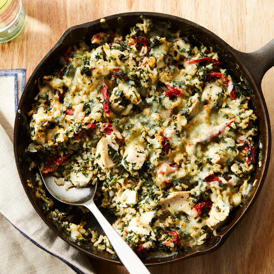 Chicken, Spinach & Rice Casserole with Sun-Dried Tomato Cream Sauce