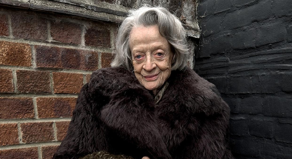 Dame Maggie Smith, 88, poses for Loewe's spring pre-collection campaign. (Juergen Teller/Courtesy of Loewe)