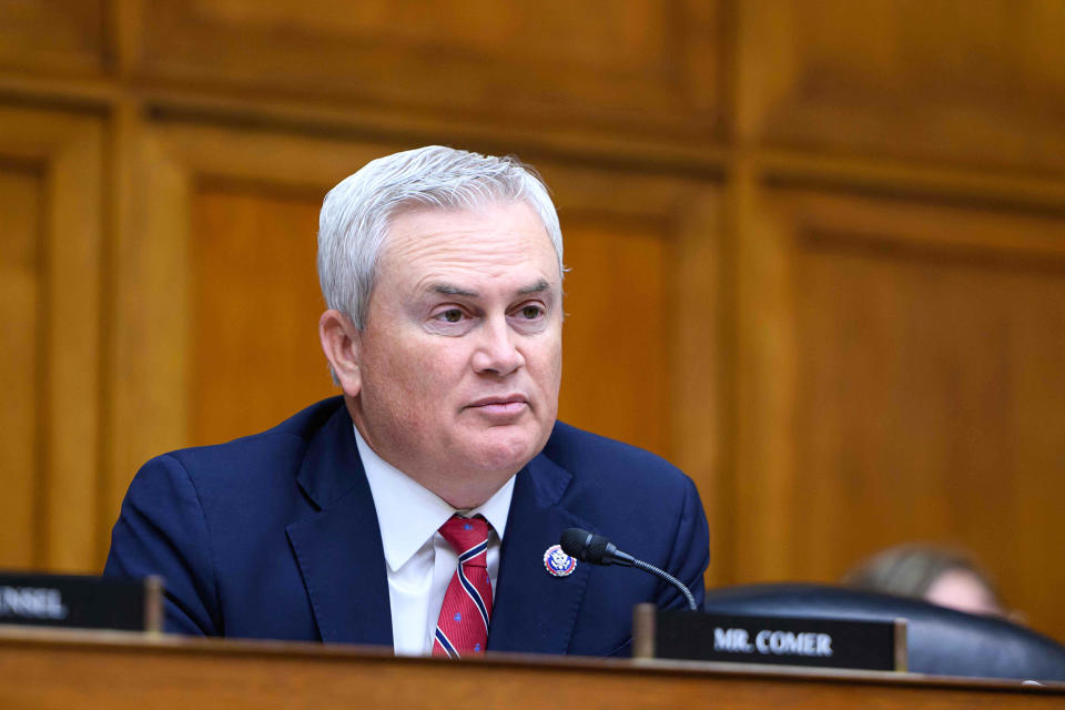 Rep. James Comer, R-KY, speaks as Centers for Disease Control Director Rochelle Walensky testifies before the House Select Subcommittee on the Coronavirus Pandemic oversight hearing on CDC policies and decisions during the COVID-19 pandemic, on Capitol Hill in Washington, DC, on June 13, 2023. (Mandel Ngan / AFP - Getty Images file)