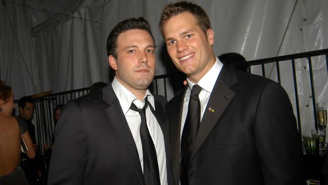 When you think about it, it's a friendship made in heaven. Ben Affleck and New England Patriots' star quarterback Tom Brady have been spotted together as early as 2004, when both attended a White House Correspondents Dinner after party. However, as evidenced by the ongoing NannyGate scandal Ben currently finds himself wrapped up in, this bromance goes far deeper than that. So, let's break it down. <strong>MORE: The NannyGate Diaries: A Complete Timeline of Ben Affleck's Divorce Scandal </strong> <strong> Ben Affleck, 43. </strong> Getty Images Boston's pride and joy (along with longtime friend Matt Damon). He places immense value on the city and its beloved sports teams, as do they him. <strong> Tom Brady, 38. </strong> Getty Images The sixth round benchwarmer turned hometown hero. Married to supermodel Gisele Bundchen, Tom avoids the public eye ever since his ill-fated split from actress Bridget Moynahan in 2006. <strong> The Baker's Bay connection. </strong> Ben and Tom have likely run into each other at Baker's Bay, the private beach resort in the Bahamas where they both are known to stay. This is where Ben and Jennifer Garner took their kids (along with former nanny Christine Ouzounian) before announcing their divorce after 10 years of marriage. What's even better than getting to have a friend on an island resort? Having that friend be the star QB on your favorite football team! WATCH: Ben Affleck Meets With Ex-Nanny -- See the Pic That Sparked the Scandal <strong> Ben basically loves Tom. </strong> pic.twitter.com/FcfMX5AbDy— BossToneS (@mmbosstones) February 2, 2015 That's a photo tweeted from the Boston ska band The Mighty Mighty Bosstones' following the Patriots Super Bowl victory this year. As with many Patriots loyalists, Ben's got a special place in his heart for No. 12. Matt confirmed as much at the <em>Project Greenligh</em>t premiere earlier this week. "Just say the name Tom Brady, he'll crack into a big smile -- anytime." the actor told E! News. Back in March, Jennifer Garner revealed how deep Ben's love for Tom went during an appearance on <em>The Tonight Show.</em> "There were tears. Seriously, it was like the greatest moment of his life," Jennifer told host, Jimmy Fallon. "It actually was, though. I birthed babies for him, and I still have never seen that pure joy." <strong>WATCH: Tom Brady and Gisele Bundchen Keep Quiet Amid Split Rumors </strong> So obviously, Ben was among the ranks of celebs -- along with Matt, John Krasinski, Chris Evans and more --who showed up to the <em>Jimmy Kimmel Live!</em> to defend Tom's honor during the Deflategate scandal he's been embroiled in following the Patriots' Super Bowl victory. "I love you, Touchdown, Tommy," Ben's character utters in the funny sketch. Little did we know, this seeming friendly fondness would culminate in.... <strong>WATCH: Ex-Nanny's Las Vegas Trip with Ben Affleck and Tom Brady Raised Red Flags for Friends, Source Says </strong> <strong> Christine Ouzounian wears Super Bowl rings on a Las Vegas trip with the two.</strong> ETONLINE ET obtained a picture the 28-year-old former nanny previously sent to several of her friends, showing her wearing Tom's four Super Bowl rings on her right hand. ET can confirm that Christine was on the private jet with Ben and Tom as the group headed to Las Vegas for a charity poker tournament in late June -- without Ben's kids. A source tells ET this raised a red flag for Christine's friends, as she took the trip without Ben's kids. Only days after Ben and Tom's Vegas trip -- and one day after their 10-year wedding anniversary -- Ben and Jennifer announced their split. Since then, ET has learned of reports alleging that Tom and his wife, Gisele, may also be headed for a split. <strong>WATCH: Celebrity Couples Who Can't Ever Get Divorced or We Will Lose All Faith in Love </strong> <strong> Where we're left. </strong> PatrickMcMullan.com With Tom's privacy concerns and Ben's life under constant scrutiny, it's unlikely you'll see the kind of wall-to-wall selfies someone like Taylor Swift reserves for her BFFs. But the two Boston-anchored public figures with California roots seem to have quite a fondness for each other, and yes, even a well-maintained bromance, that appears to have lasted from Tom's early days on the Patriots roster. One can only hope, as this friendship continues, that Ben gives Tom a few pointers on his dance moves. Watch the quarterback's adorably awkward moves to "Trap Queen" below.