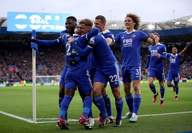 Leicester came from a goal behind to thrash Tottenham 4-1 on Antonio Conte's return to the Spurs dugout after gallbladder surgery (Isaac Parkin/PA)