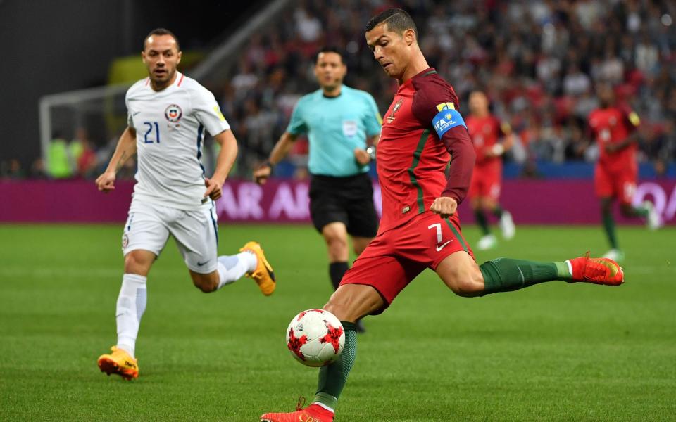 Portugal's forward Cristiano Ronaldo plays the ball during the 2017 Confederations Cup semi-final - Credit: AFP