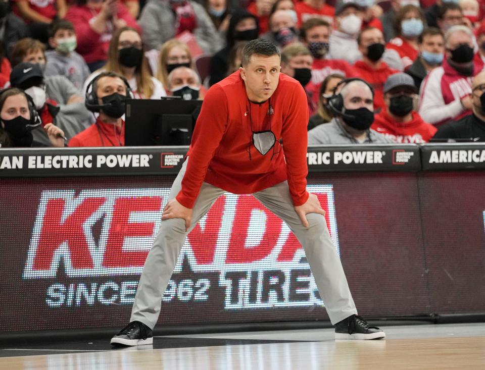 With head coach Chris Holtmann and top assistant Ryan Pedon out with COVID, Jake Diebler was acting head coach for Sunday's win over Northwestern.