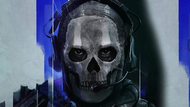 Ghost from Call of Duty looks at the camera in promotional art for Modern Warfare II