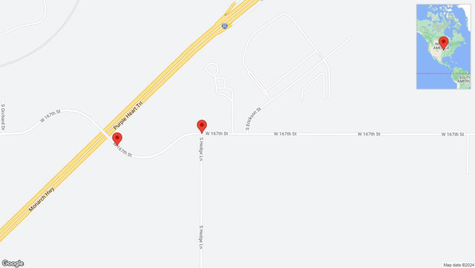 A detailed map showing the affected road due to 'South Hedge Lane closed in Olathe' on May 30 at 12:54 p.m.