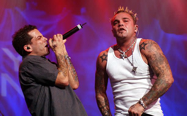 Vince Bucci/Getty Images From left: Epic Mazur and Shifty Shellshock of Crazy Town