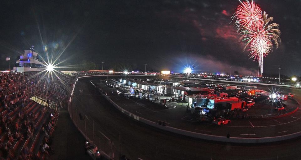 Colorful fireworks explode in the night sky over South Boston Speedway Saturday night during the speedway‘s Fourth of July fireworks show. South Boston Speedway‘s Fourth of July fireworks show is annually one of the best in the region. The fireworks show was held at the conclusion of the Thunder Road Harley-Davidson 200 presented by Grand Atlantic Ocean Resort at South Boston Speedway. (Victor Newman/South Boston Speedway)