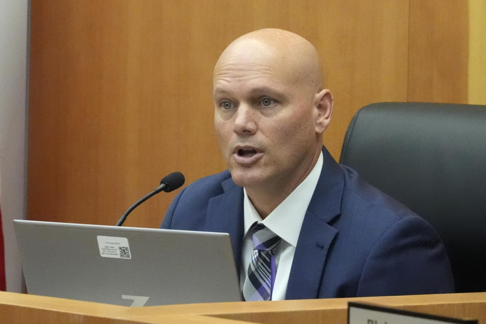 Utah Board of Pardons board chair Scott Stephenson speaks during the Utah Board of Pardons commutation hearing for death row inmate Taberon Honie Monday, July 22, 2024, at the Utah State Correctional Facility, in Salt Lake City. (AP Photo/Rick Bowmer)