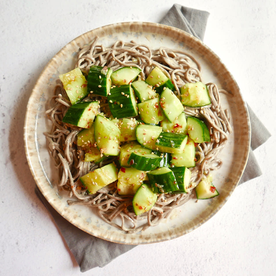 Sesame Noodle Salad with Smashed Cucumbers