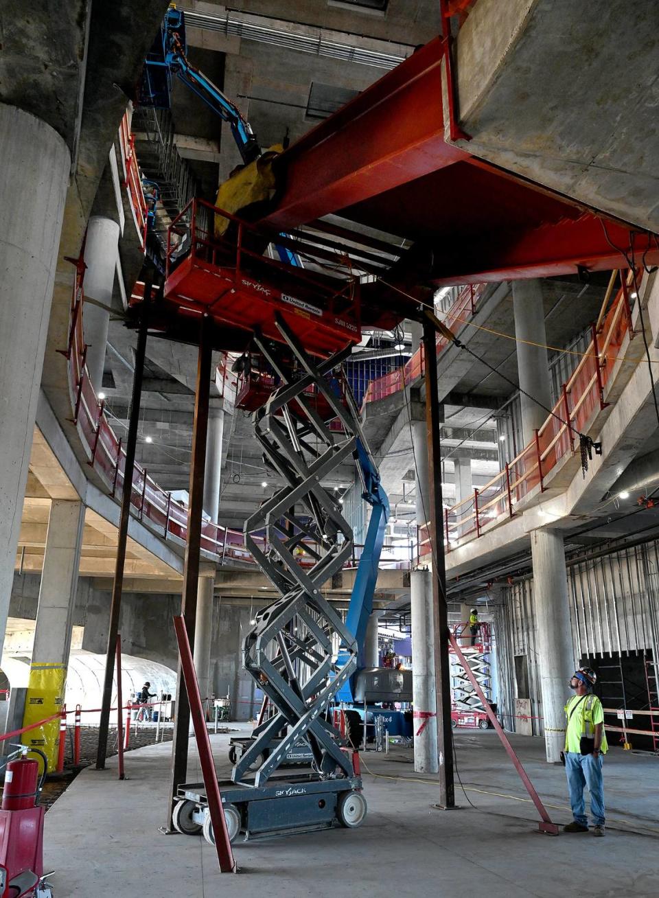 The interior of Mote SEA’s atrium under construction near the UTC Mall during a media tour of the ongoing construction on Friday, April 5, 2024. They anticipate opening in winter of 2024.
