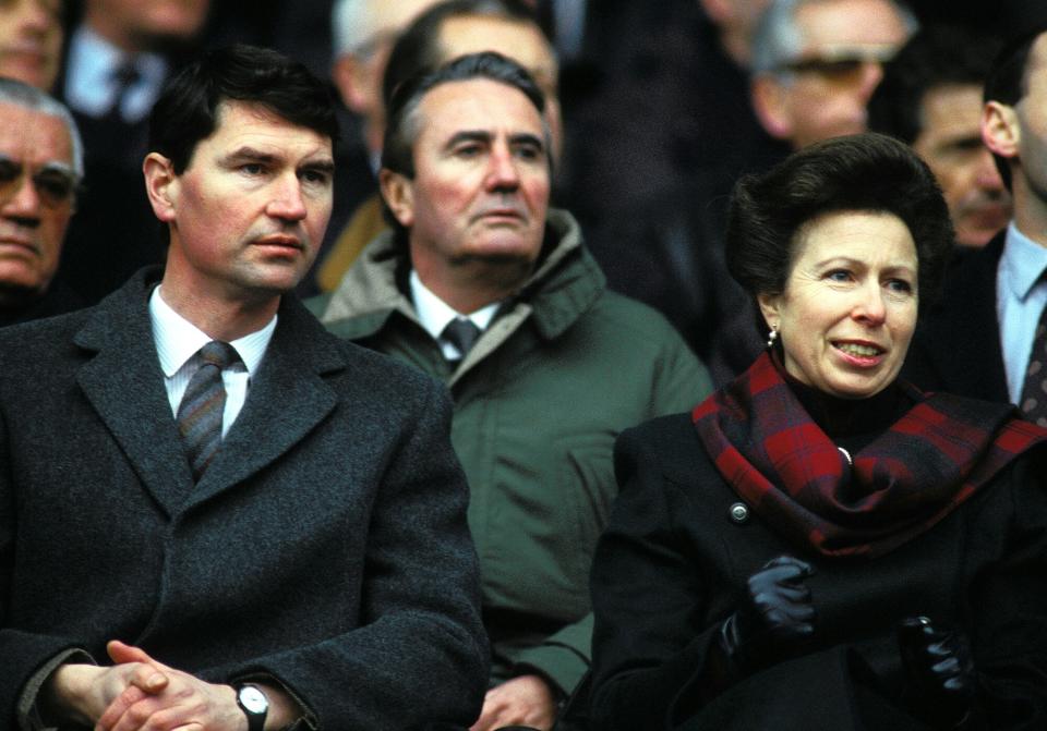 Princess Anne And Husband Timothy Laurence At Parc Des Princes Stadium On February 06th, 1993 In Paris France