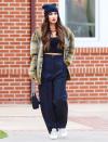 <p>Megan Fox wears black from head to toe and a plaid jacket during a shopping trip in L.A. on Sunday. </p>