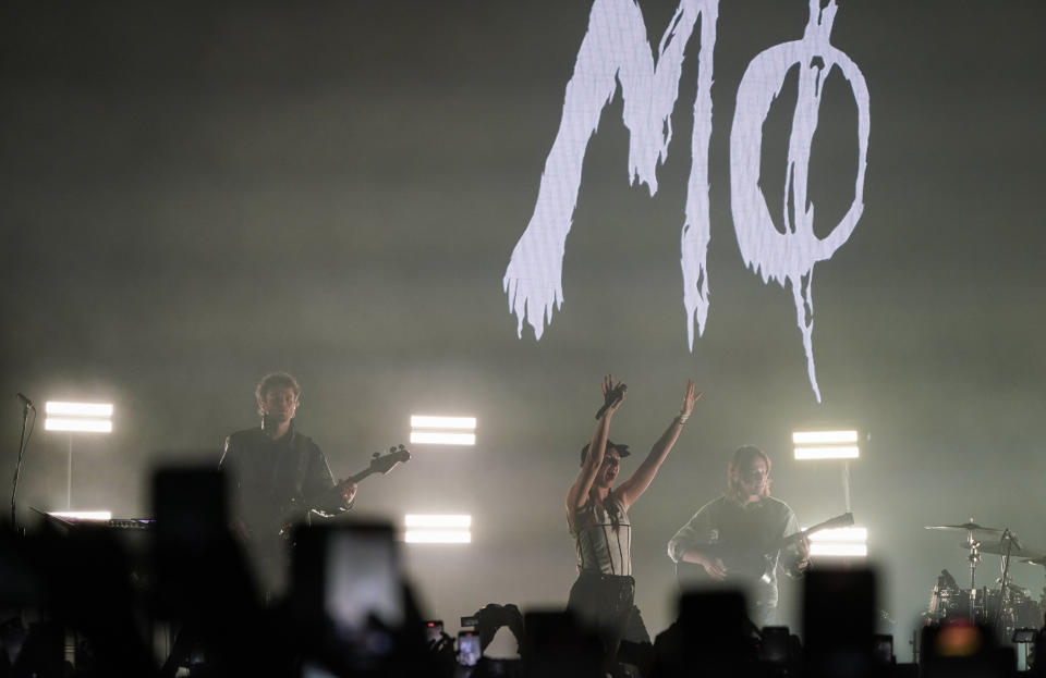 Danish singer-songwriter Karen Marie Aagaard Ørsted Andersen, known as MØ, performs during the Corona Capital music festival in Mexico City, Sunday, Nov. 20, 2022. (AP Photo/Eduardo Verdugo)