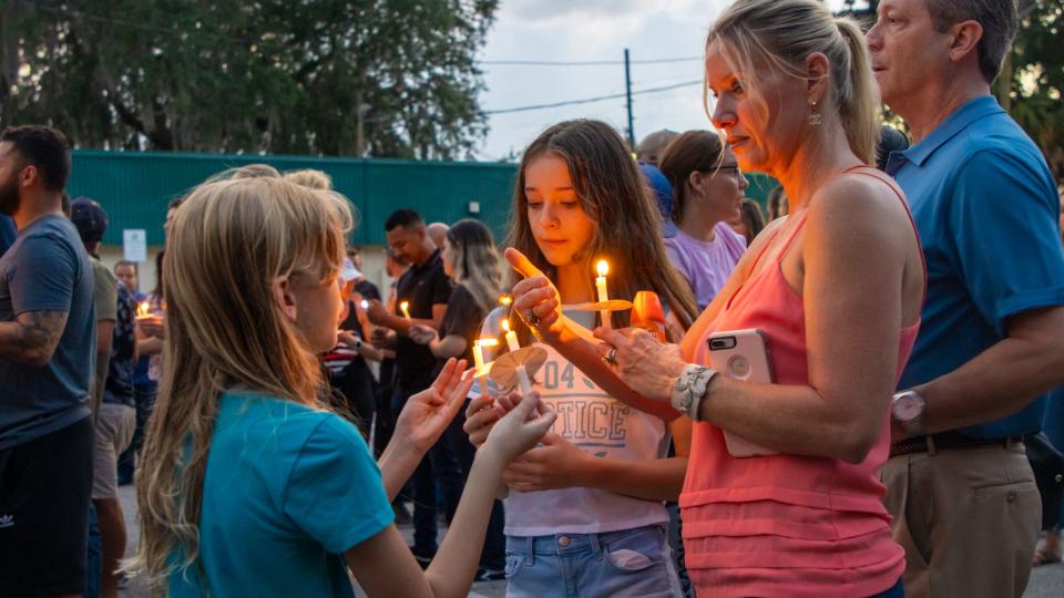 People gathered Thursday evening to honor Austin Duran, an Apopka firefighter who died on the job on June 30, 2022.