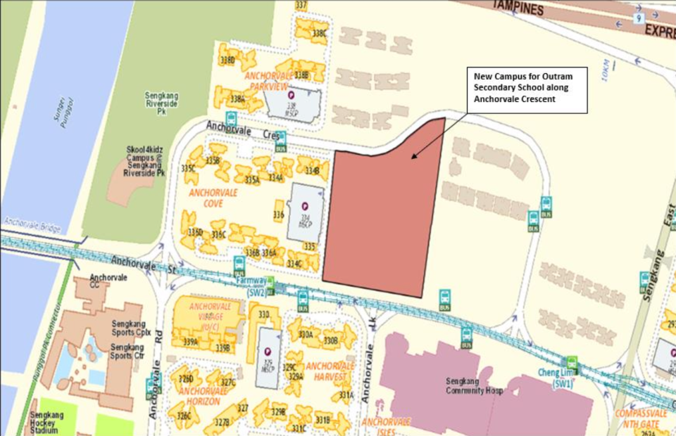 The new location of Outram Secondary School in Sengkang.  (Photo: MOE)