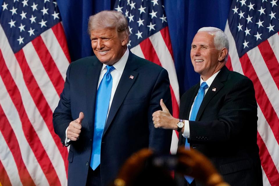 President Donald Trump and Vice President Mike Pence at the Republican National Convention on  Aug. 24, 2020, in Charlotte, North Carolina.