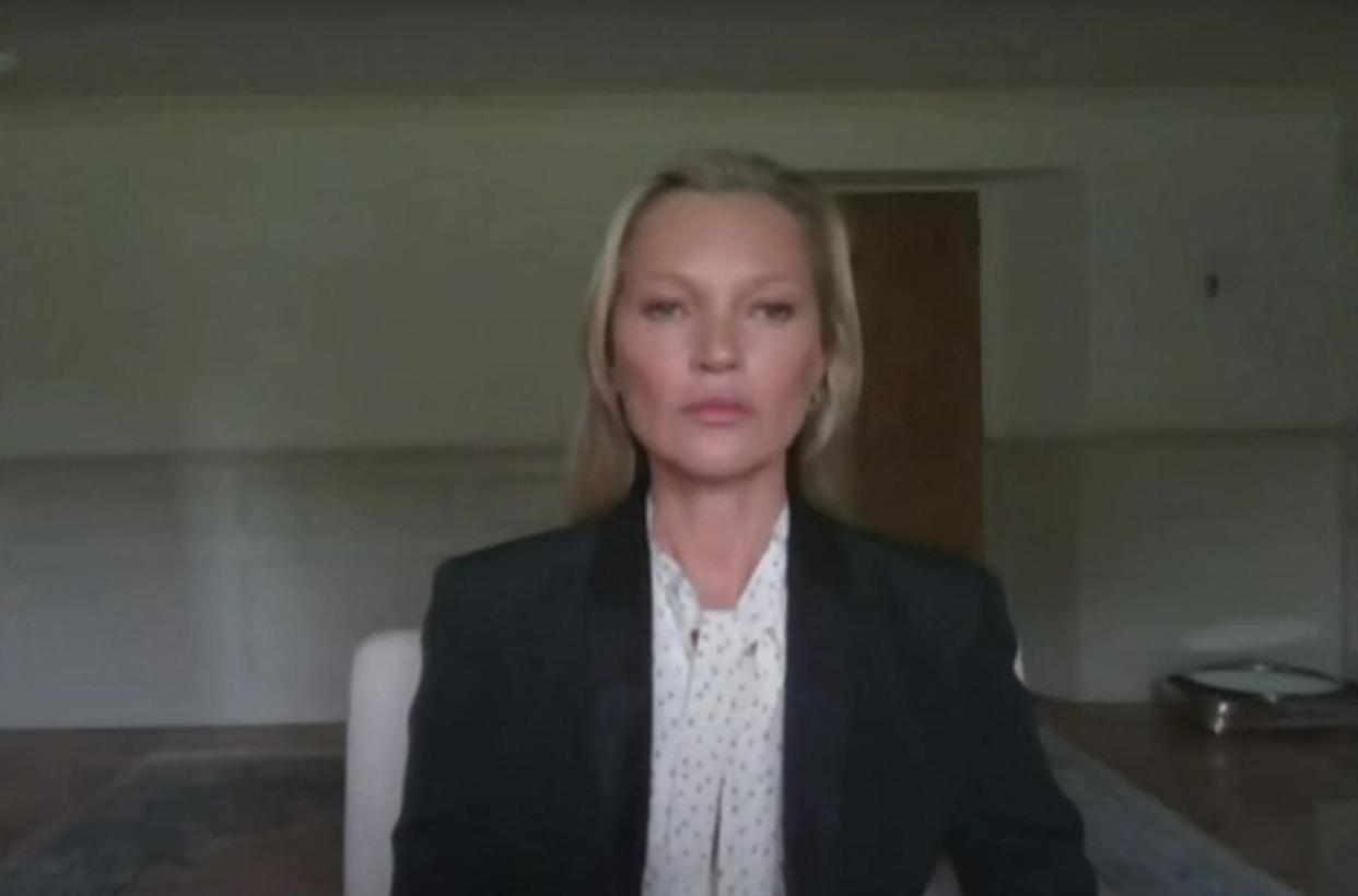 Kate Moss, lors de son témoignage au procès opposant Johnny Depp et Amber Heard - Capture d'écran YouTube - People