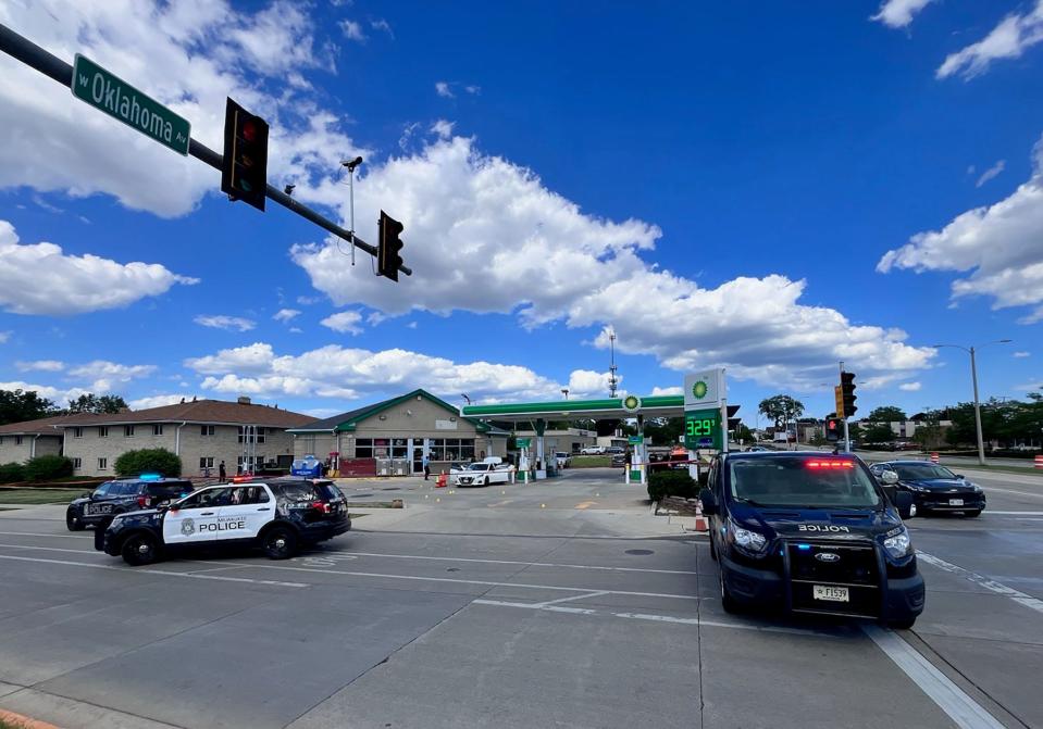 A shooting at a gas station on South 60th Street and West Oklahoma Avenue injured four people, two of which were transported to Children's Hospital, on Wednesday.