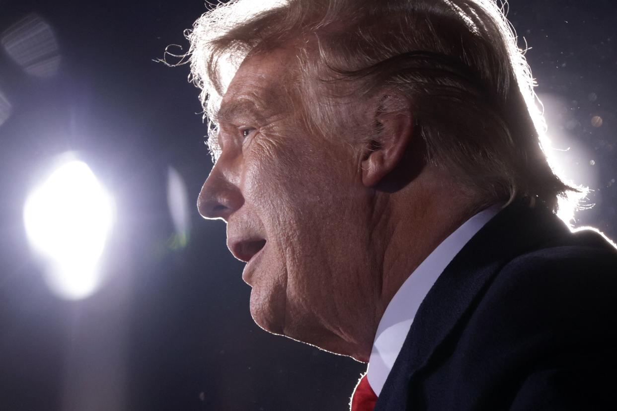 Former President Donald Trump speaks during a Republican National Committee Victory Rally at Dalton Regional Airport on January 4, 2021, in Dalton, Georgia. 